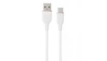 Silikoninis kabelis USB Type-A - Type-C (baltas, 2m)