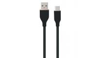 Silikoninis kabelis USB Type-A - Type-C (juodas, 1m)
